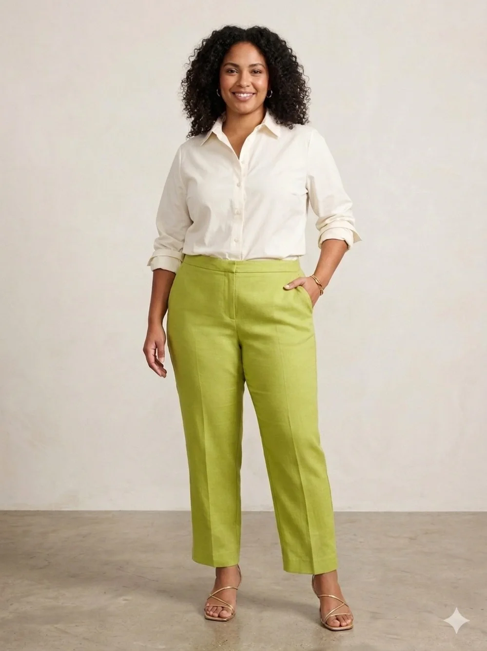 Kasper Lime Green Straight Leg Crop Pants